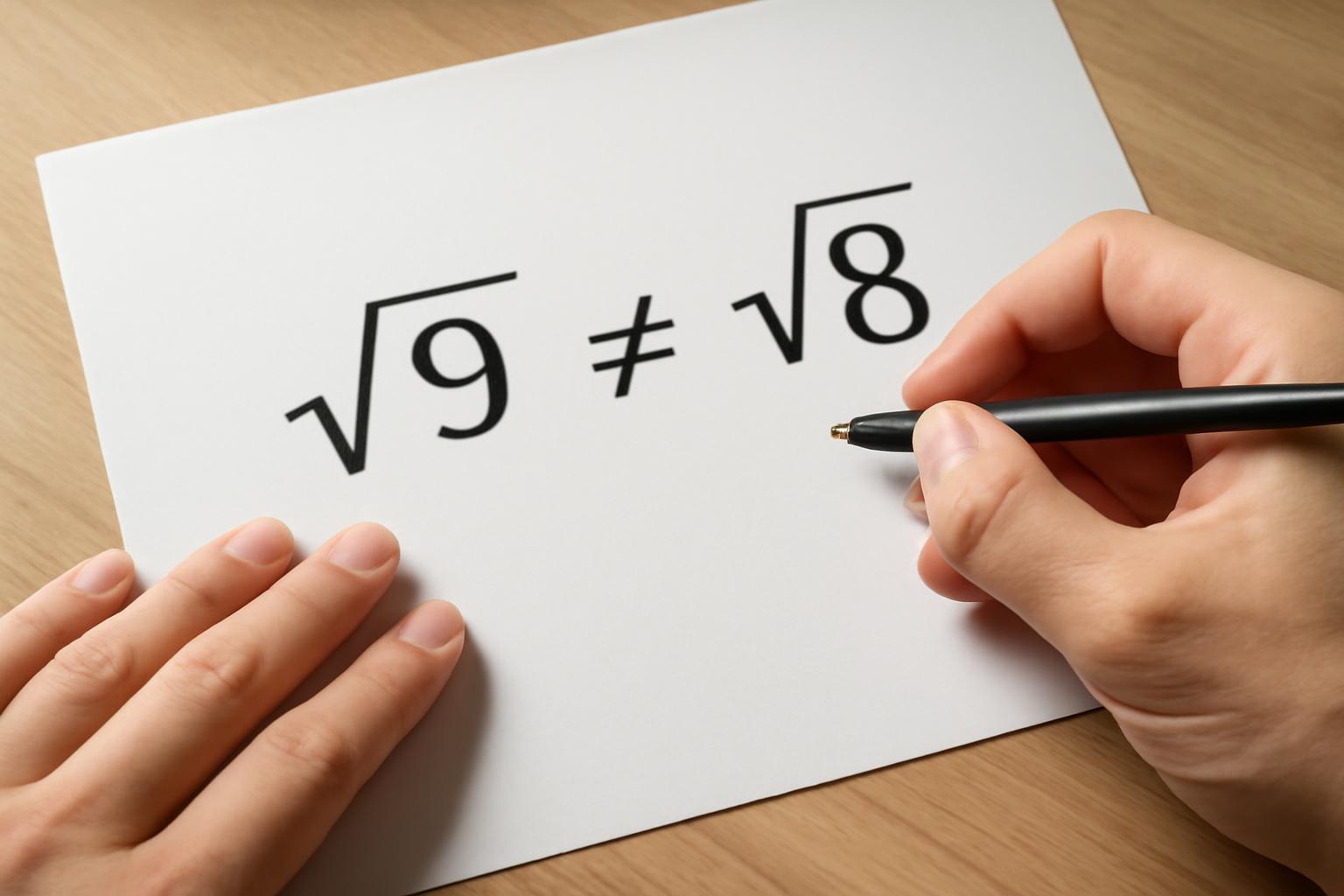 Egy kéz ír egy papírra, amelyen a gyökök közötti különbség látható.