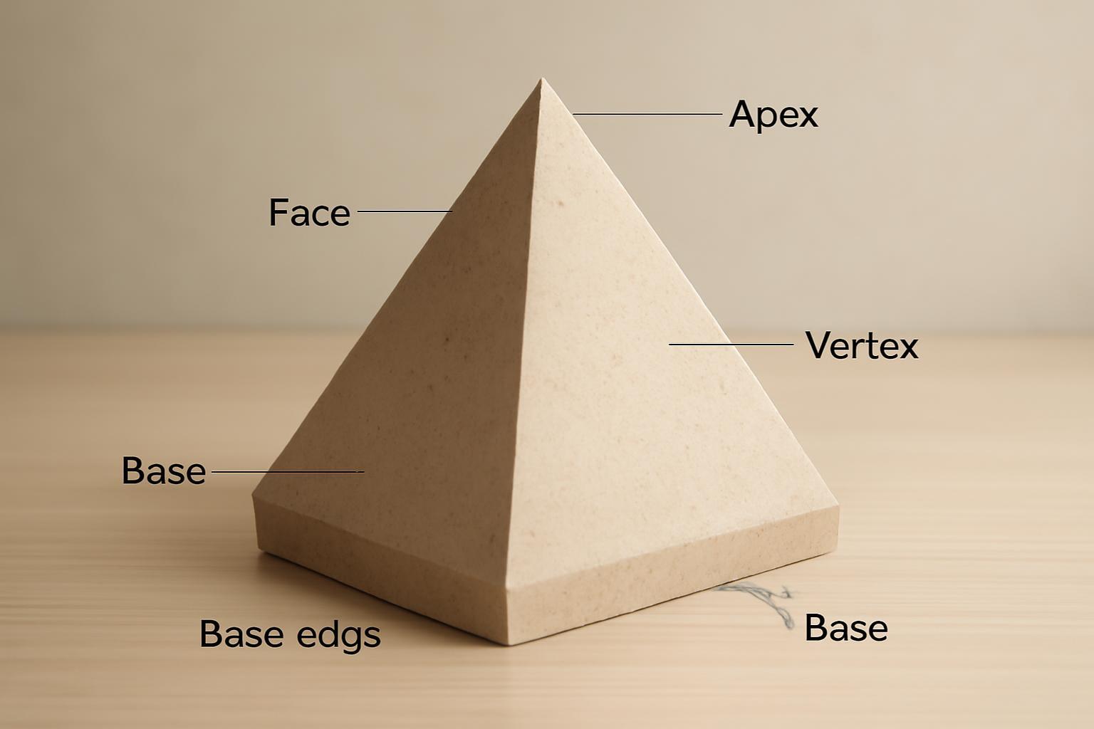 A négyzet alapú gúla, amelynek részei: alap, csúcs, élek és oldallapok.