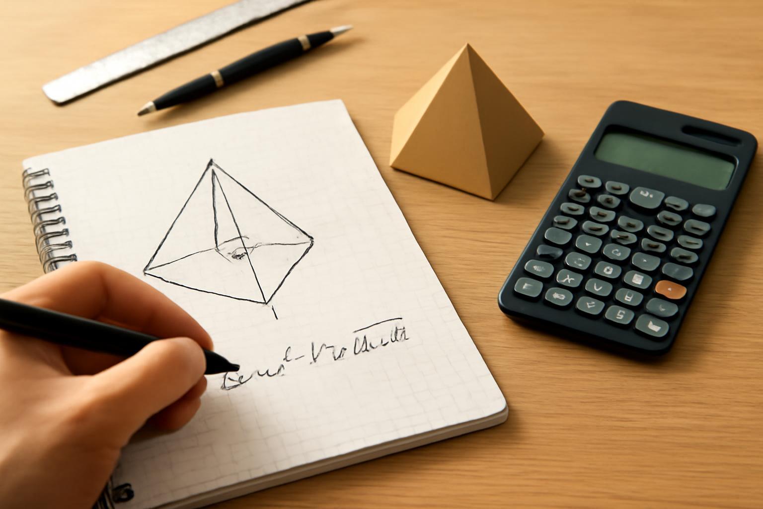 Négyzet alapú gúla felületének kiszámítása lépésről lépésre