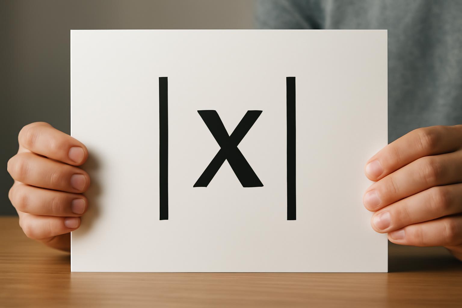 Egy kéz egy papírlapot tart, amelyen az abszolút érték jele látható.