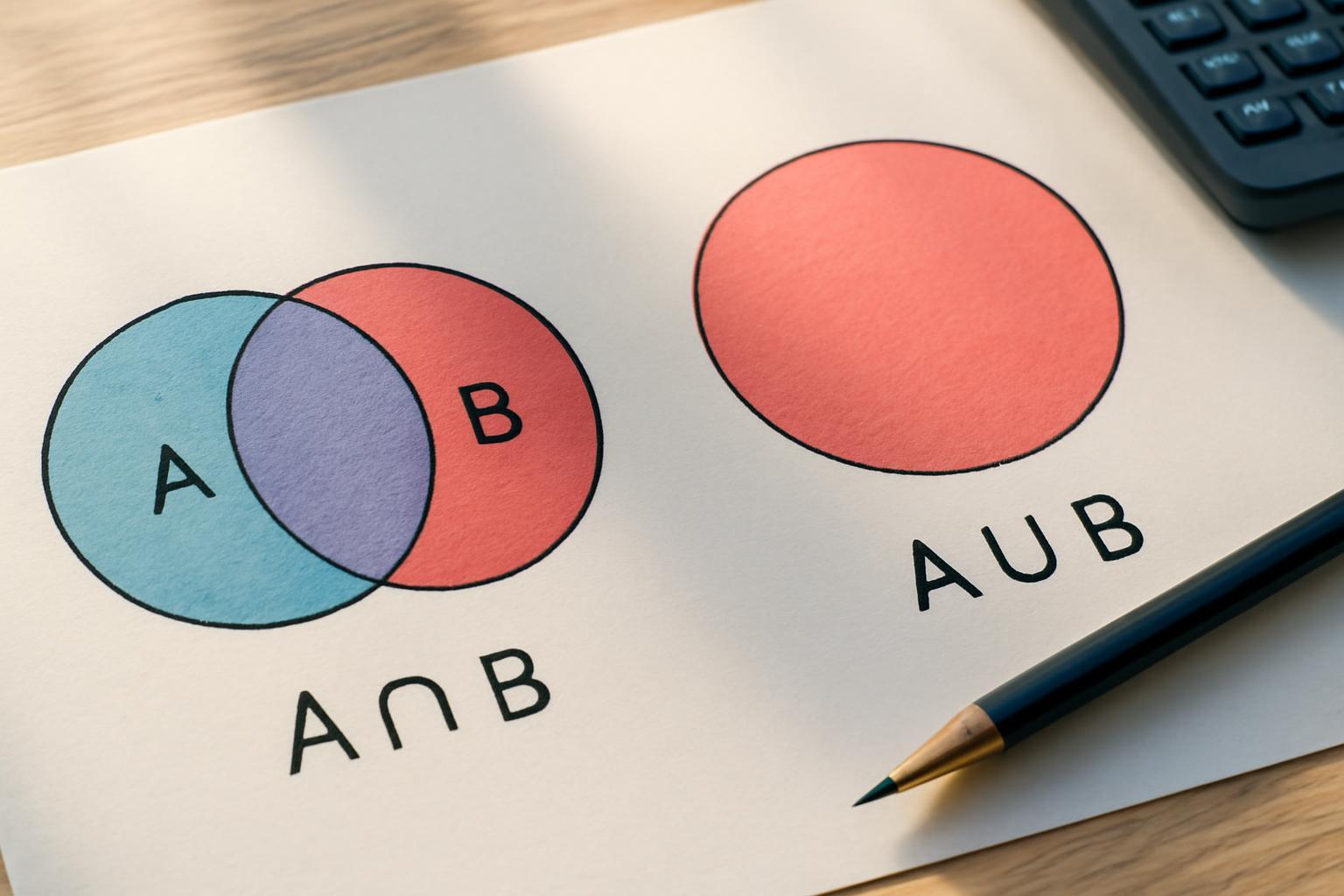 Két halmaz metszetének és uniójának ábrázolása Venn-diagramon.