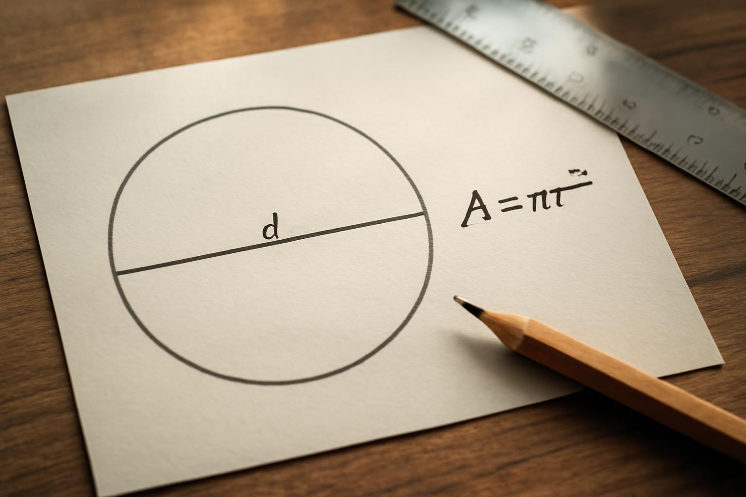 Egy kör ábrázolása, mellette a terület képlete: A=πr².