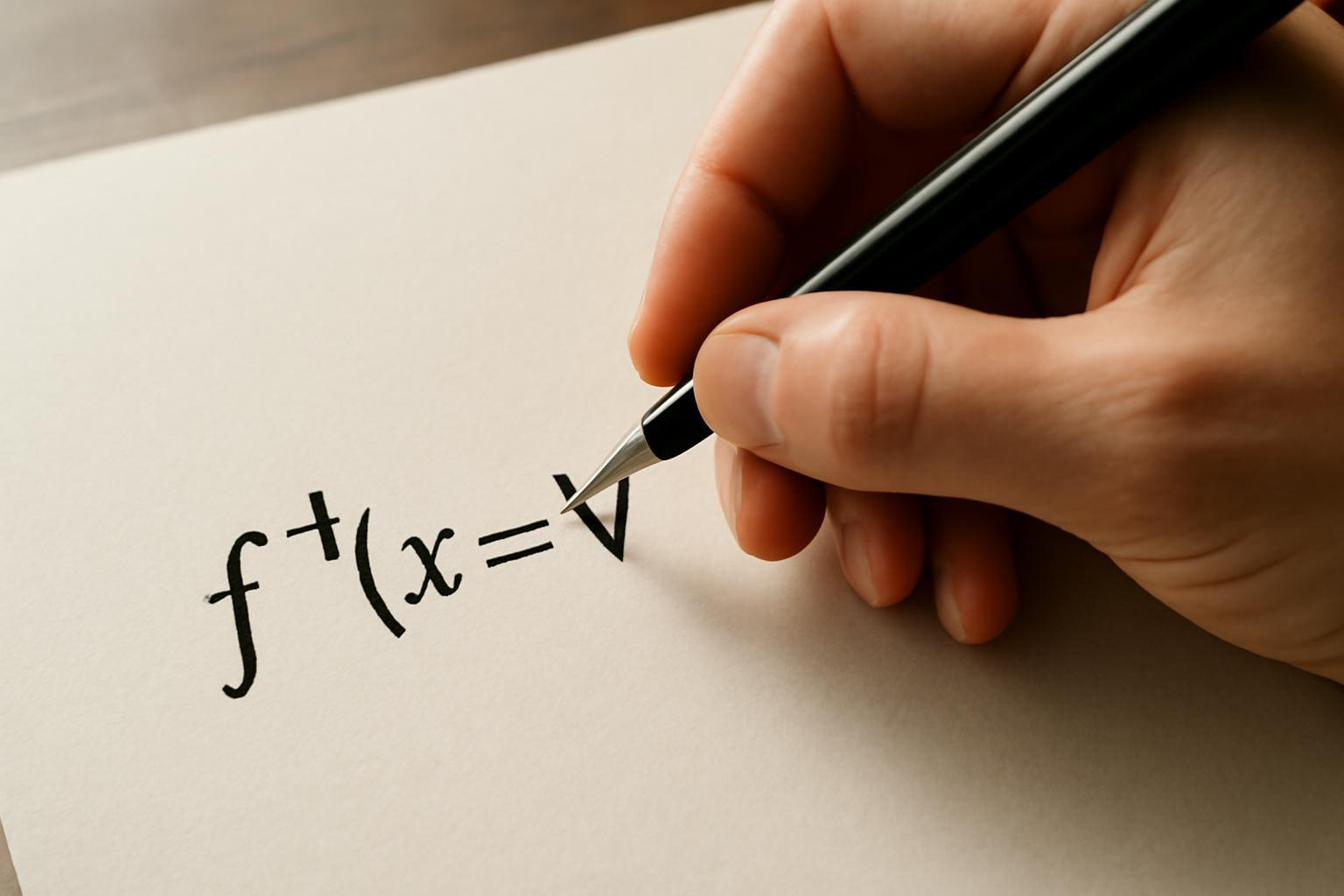 Egy kéz egy papírlapon a négyzetgyökfüggvény inverzét írja.