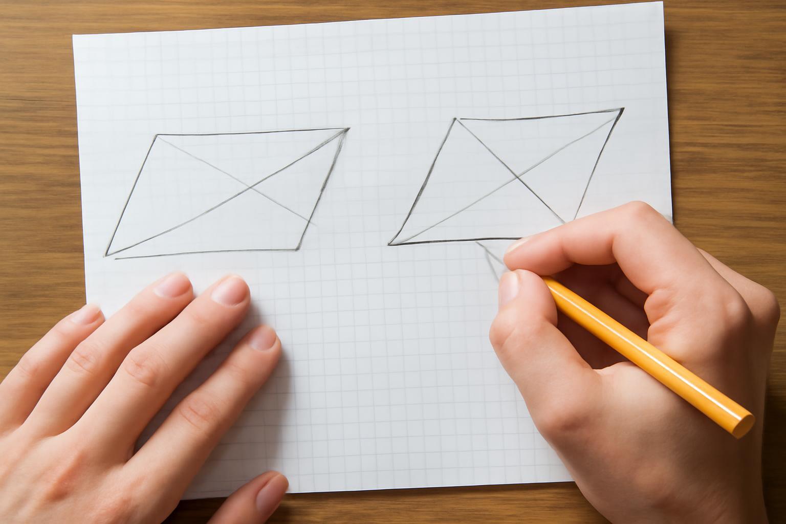 Két paralelogramma átlóinak metszéspontja, amely a felezési tulajdonságot illusztrálja.