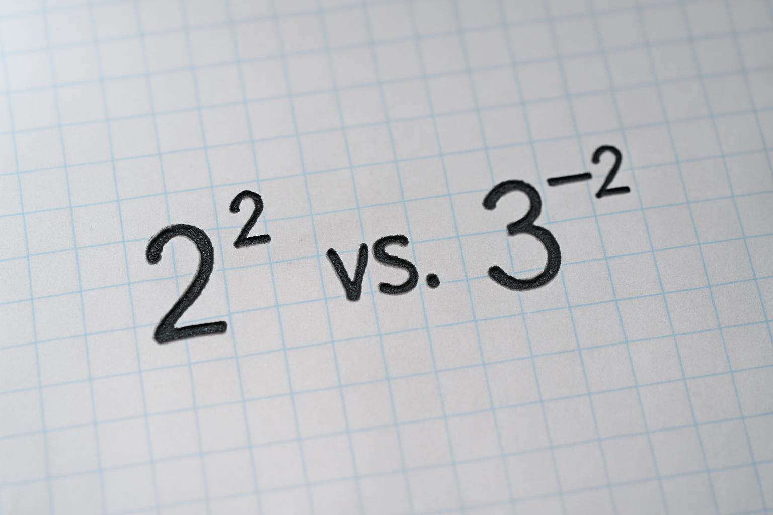 Pozitív és negatív hatványkitevők összehasonlítása