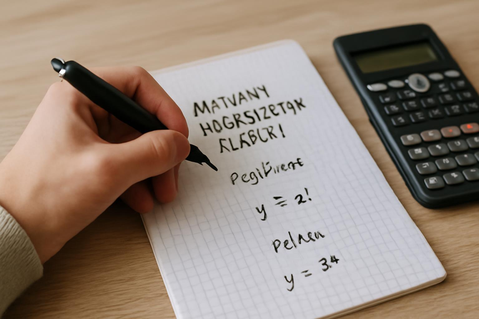 Egy kézírásos jegyzet, amely hatványfüggvényekkel kapcsolatos példákat tartalmaz.