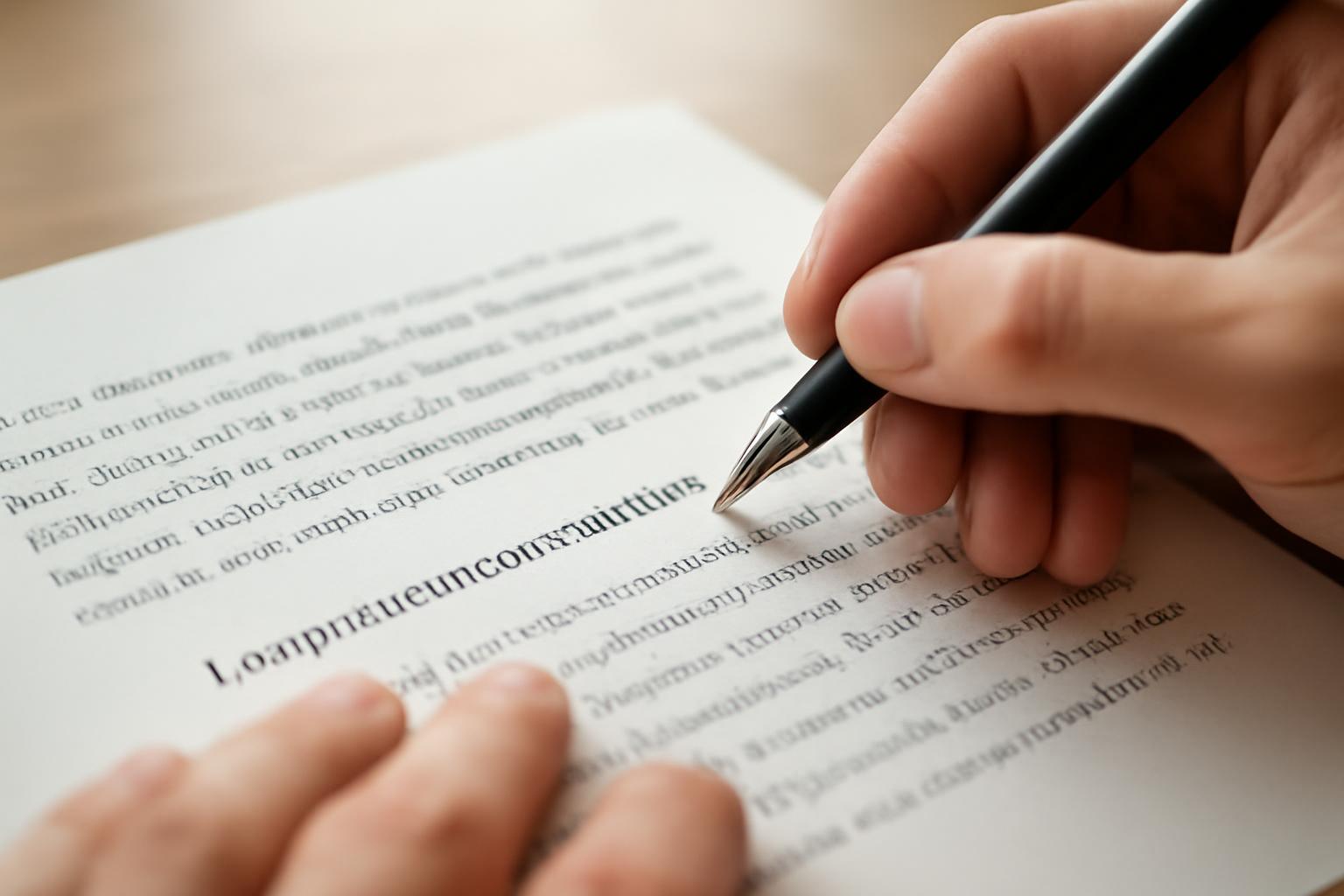 Kéz, amely egy papírlapon zárójelek felbontásával kapcsolatos szöveget ír.