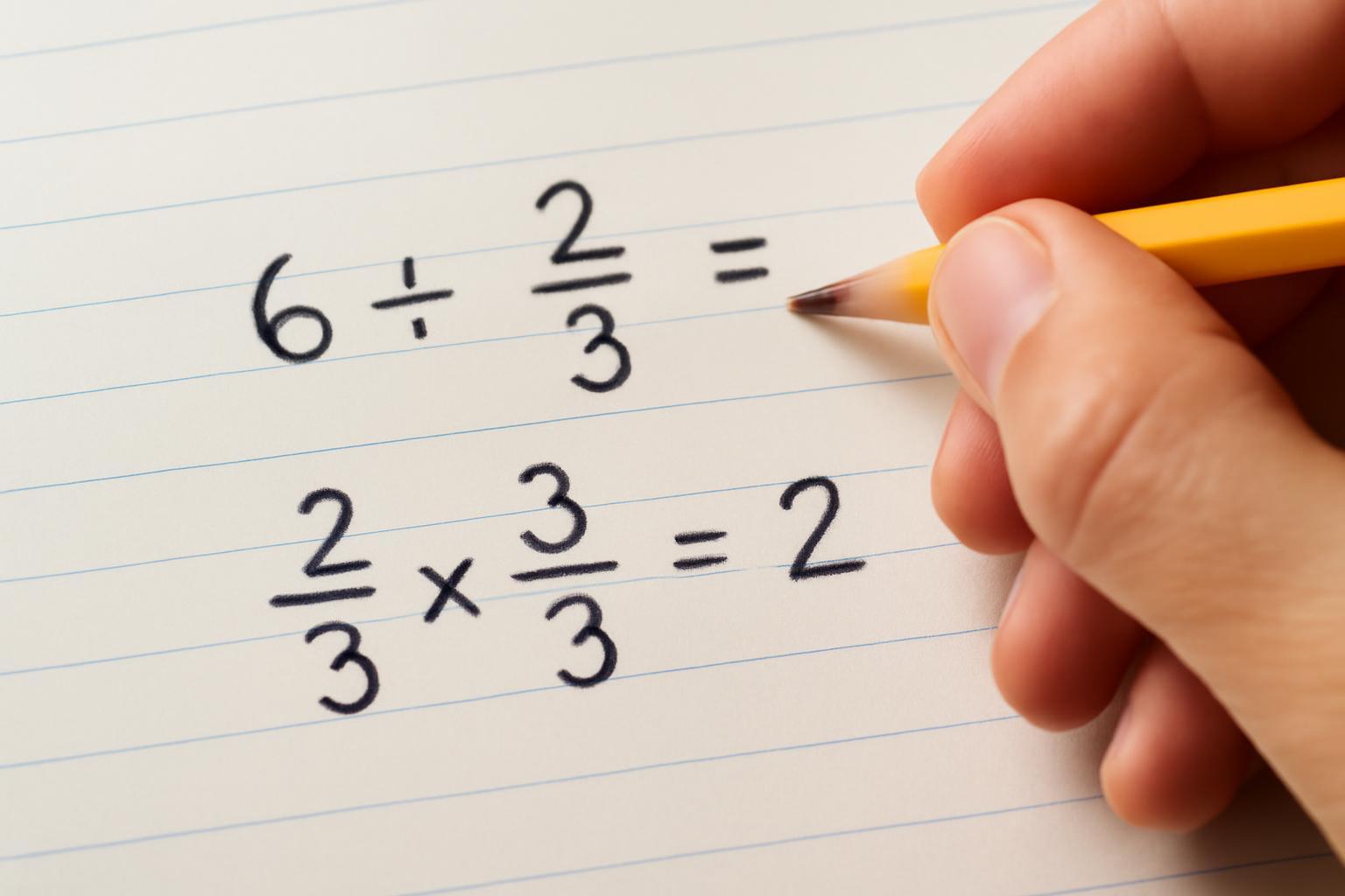 Egy kézírásos matematikai feladat, amely osztást és szorzást tartalmaz törtekkel.