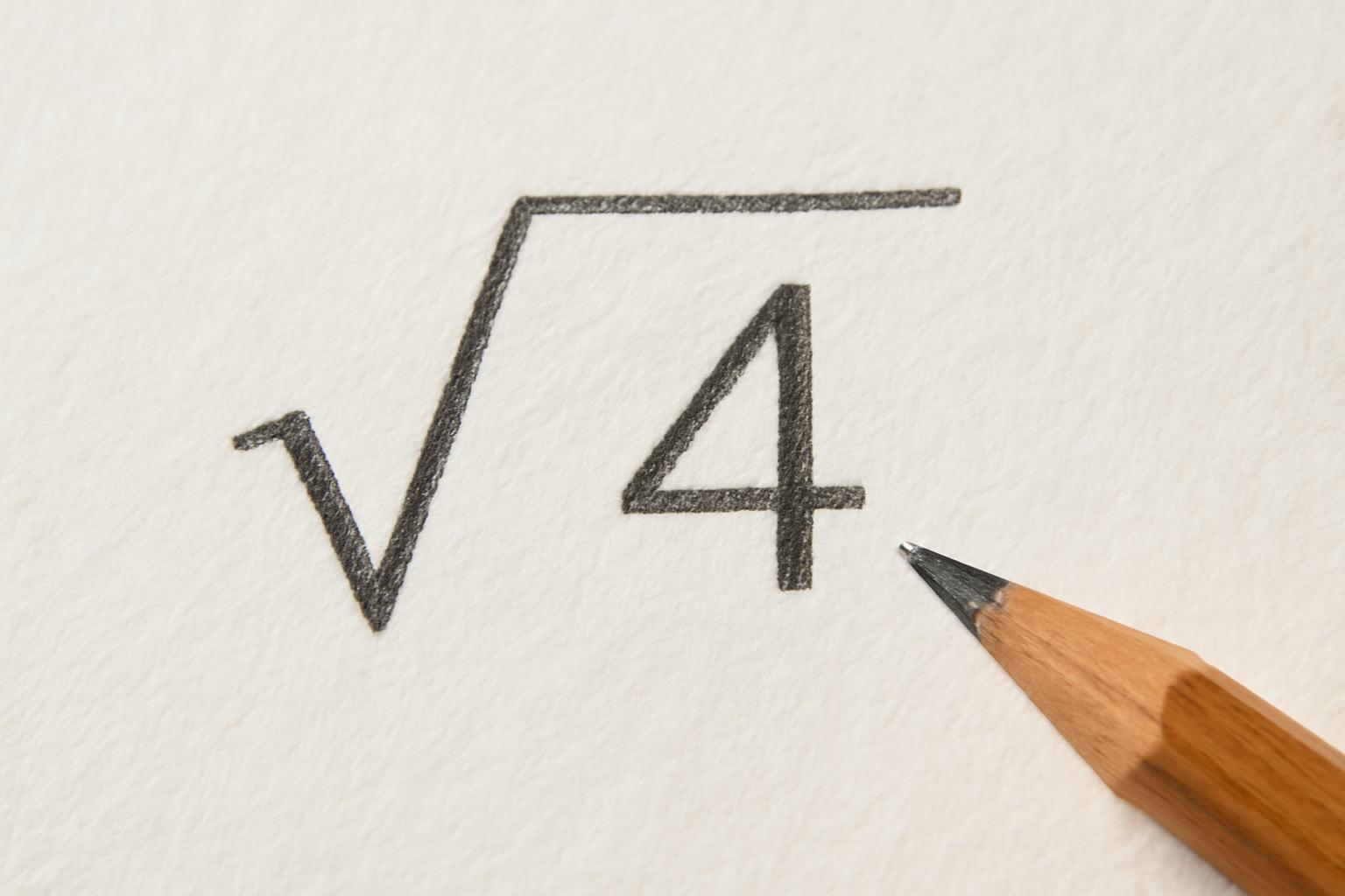 A négyzetgyök szimbóluma, a √ jel, mellette a 4-es szám látható.