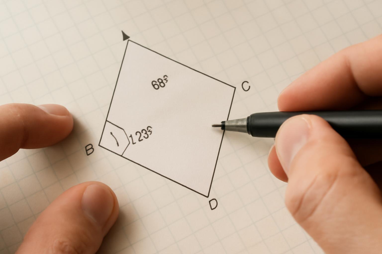 Egy rombusz ábrázolása, amelyen a szögek és az oldalak láthatók.