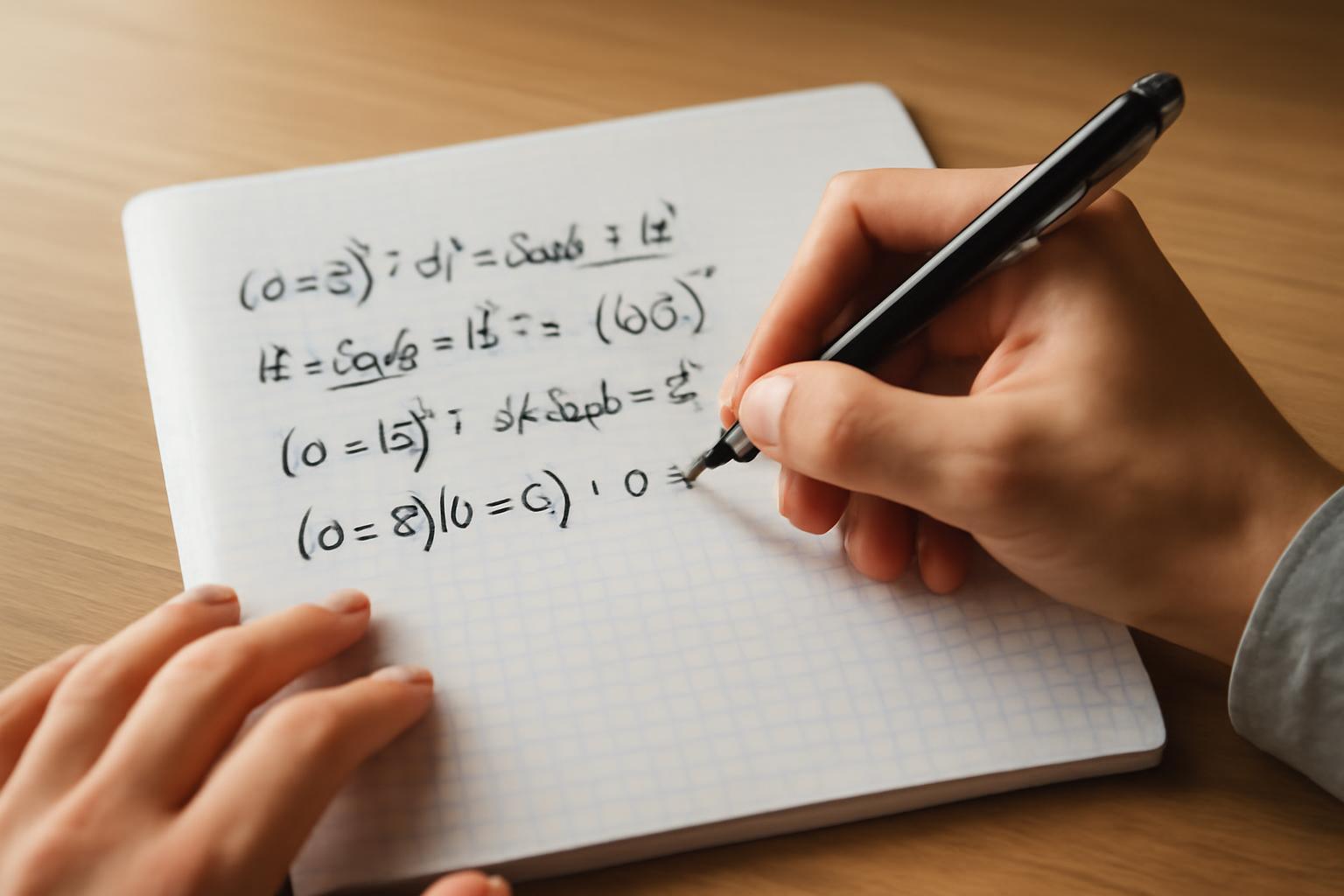 Egy kézírásos matematikai jegyzet, nevezetes azonosságokkal és képletekkel.