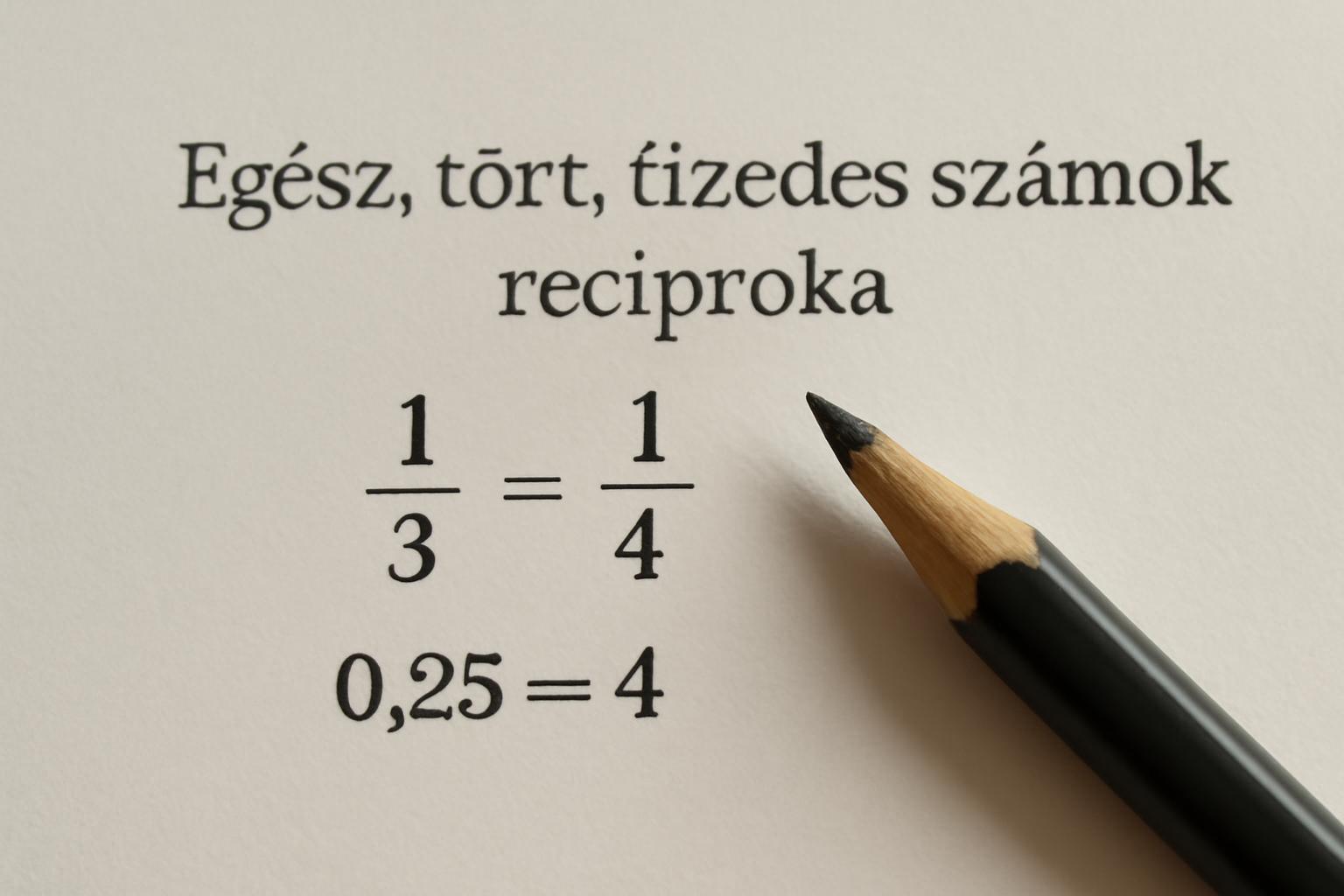 Matematikai képlet az egész, tört és tizedes számok reciprokáról.