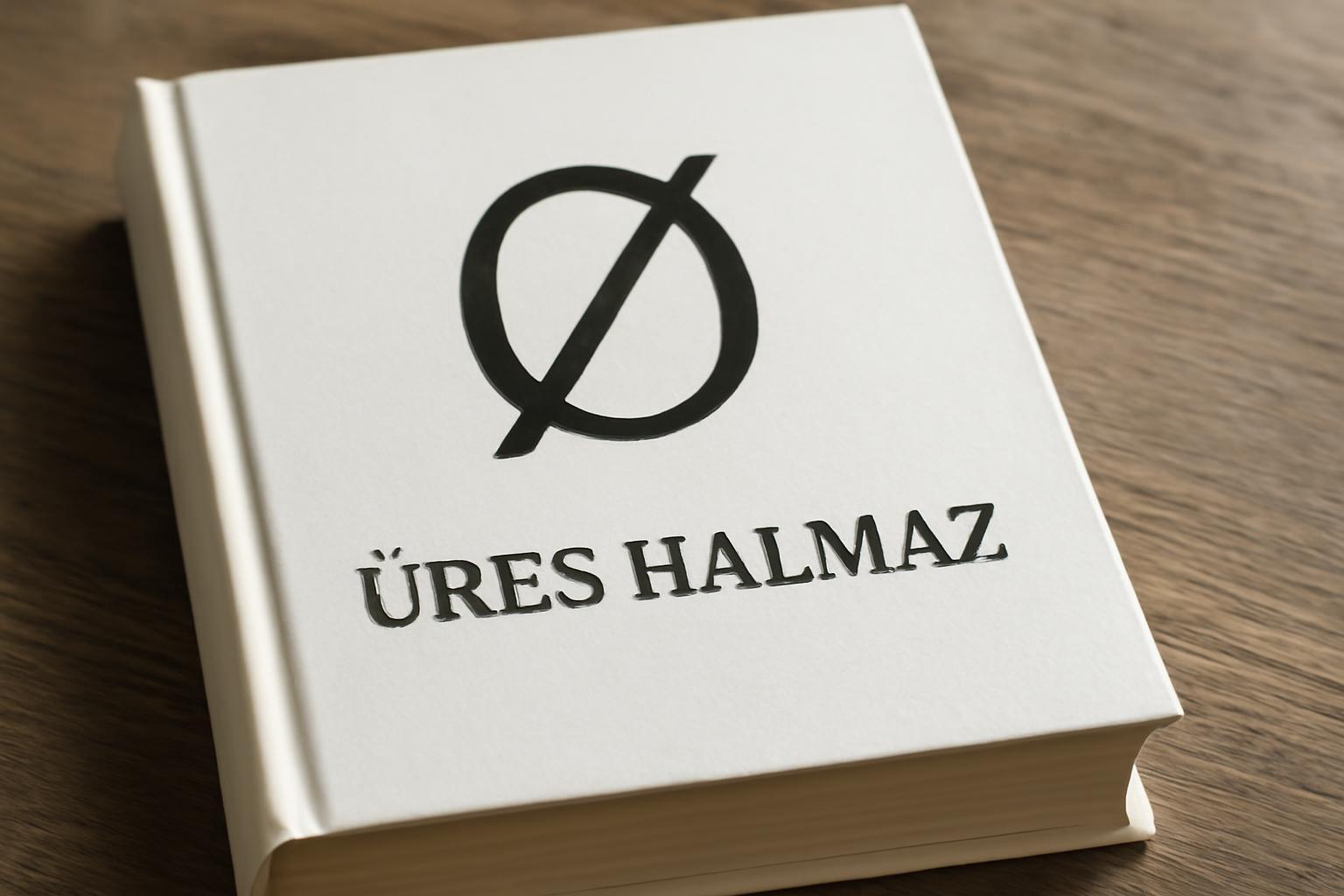 Egy könyv borítója, rajta az üres halmaz jelölése és a cím: Üres halmaz.